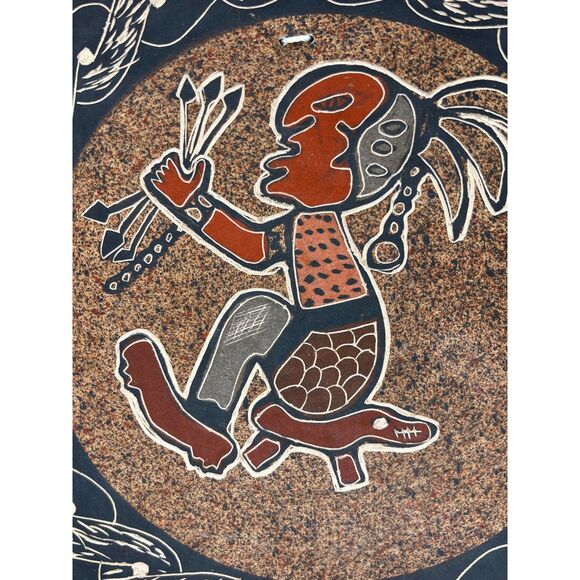 Vintage Handmade Peruvian Terracotta Bowl Decor Mayan Aztec Art - Picture 1 of 6